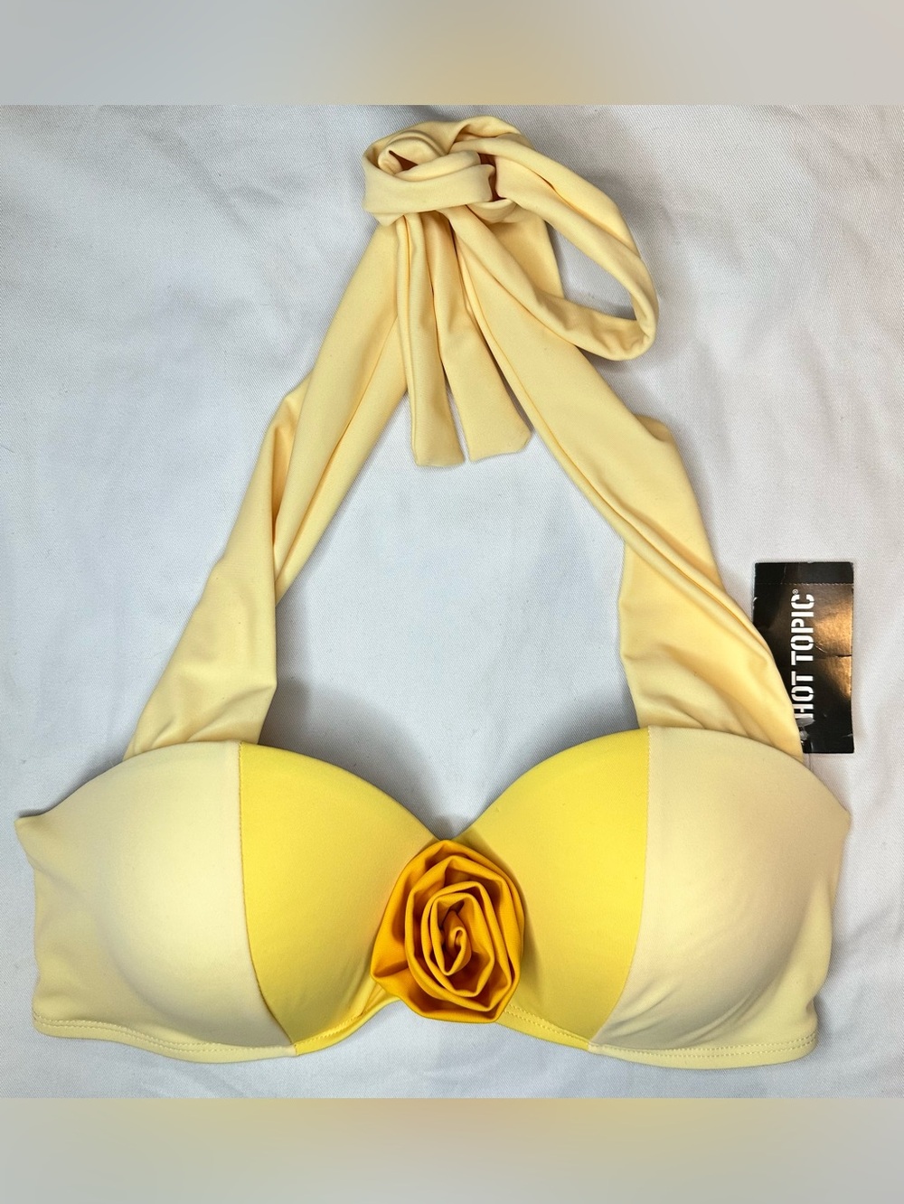 Disney Belle Bikini Set Yellow Rose Ruched Skirt Swim Cosplay Size M Hot Topic